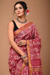 Maheshwari Silk Saree With Unstiched Blouse - Mj Creation