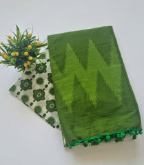 Printed Pure Cotton Mulmul Saree With PomPom Lace - Mj Creation