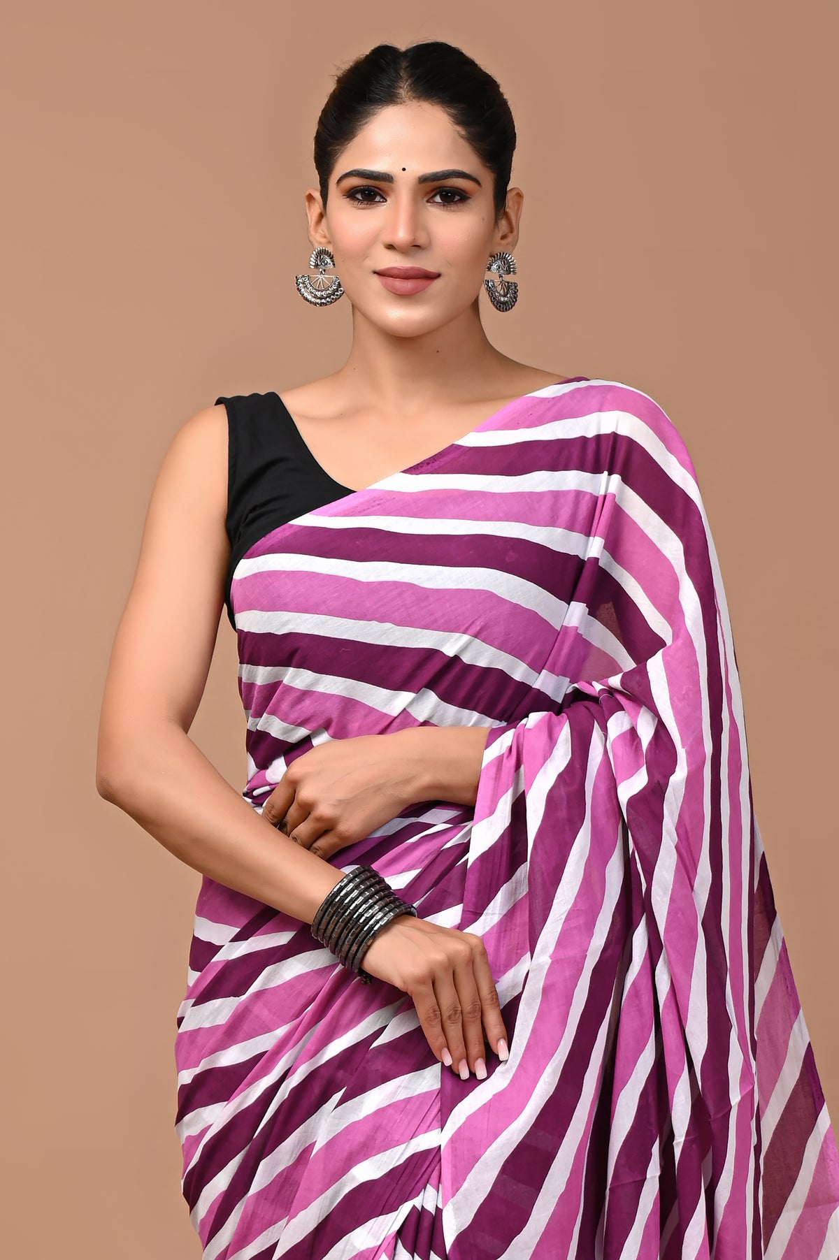 Jaipuri Printed Pure Cotton Mulmul Saree With Blouse - Mj Creation