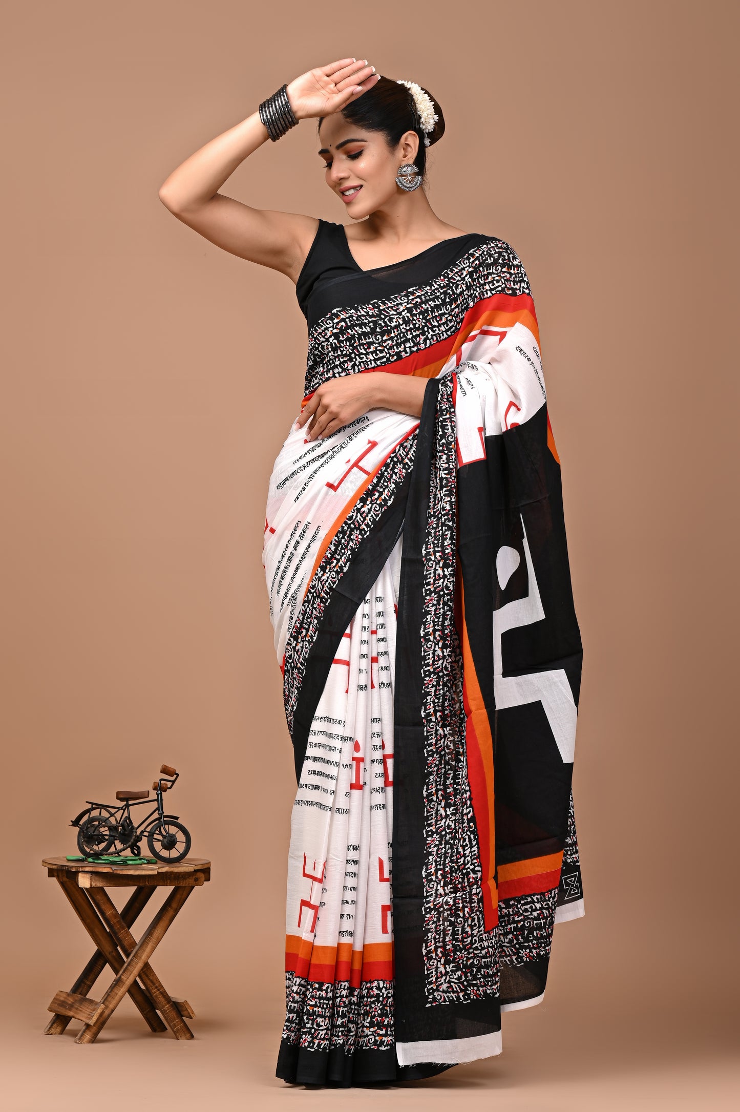 Jaipuri Printed Pure Cotton Mulmul Saree With Blouse - Mj Creation