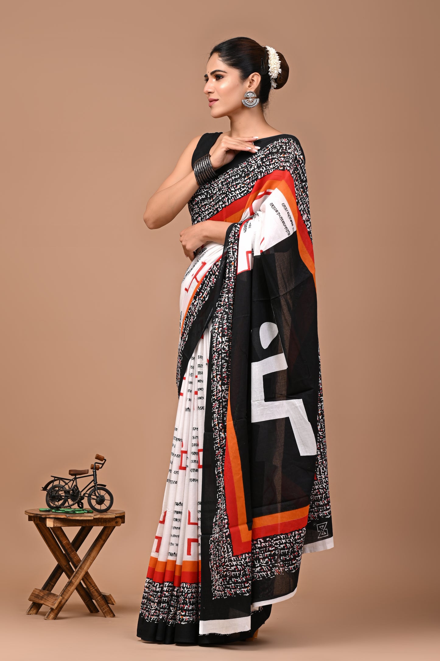 Jaipuri Printed Pure Cotton Mulmul Saree With Blouse - Mj Creation