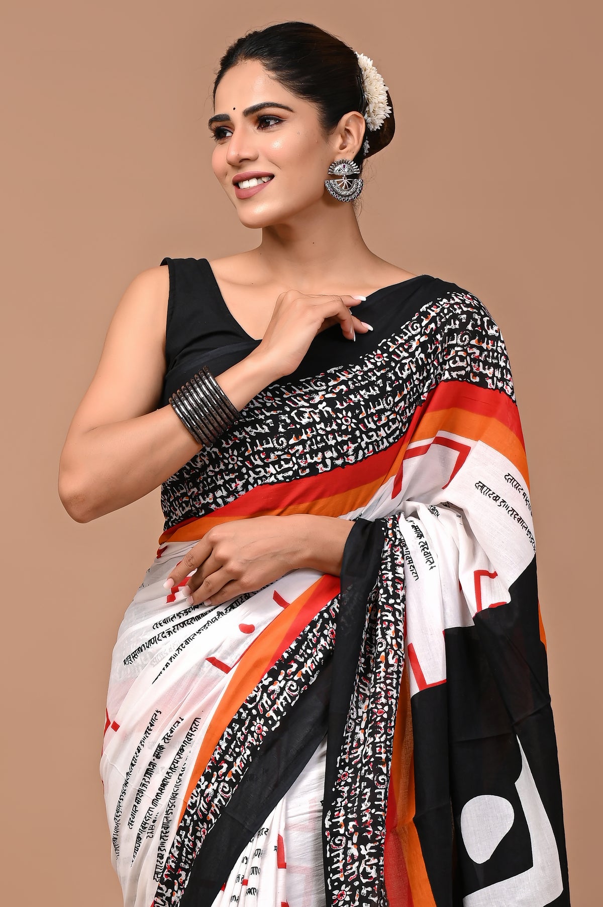 Jaipuri Printed Pure Cotton Mulmul Saree With Blouse - Mj Creation