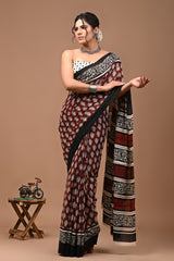 Jaipuri Printed Pure Cotton Mulmul Saree With Blouse - Mj Creation