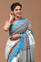 Jaipuri Printed Pure Cotton Mulmul Saree With Blouse - Mj Creation